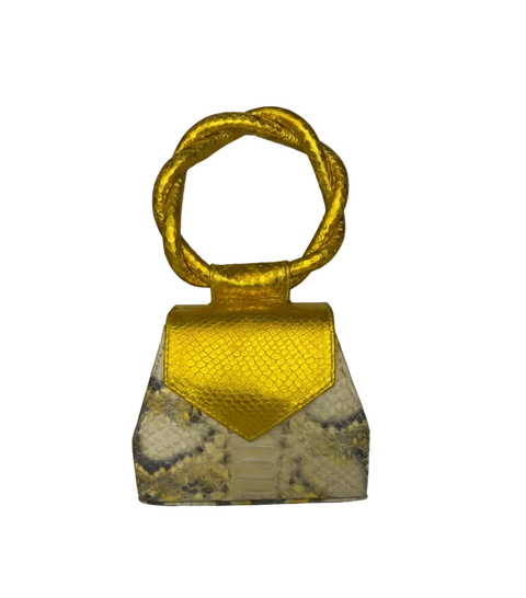 Two-Tone Gold and Snakeskin Embossed Leather Sis Eko Mini