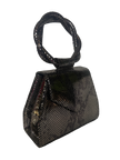 Black Snakeskin Embossed Leather Sisi Eko Bag