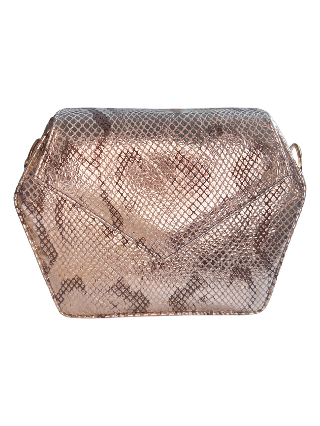 Silver Snakeskin Embossed Leather Dara Bag