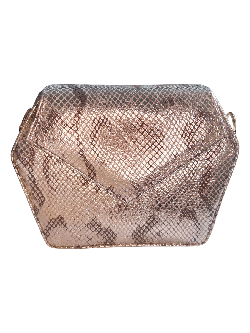 Silver Snakeskin Embossed Leather Dara Bag