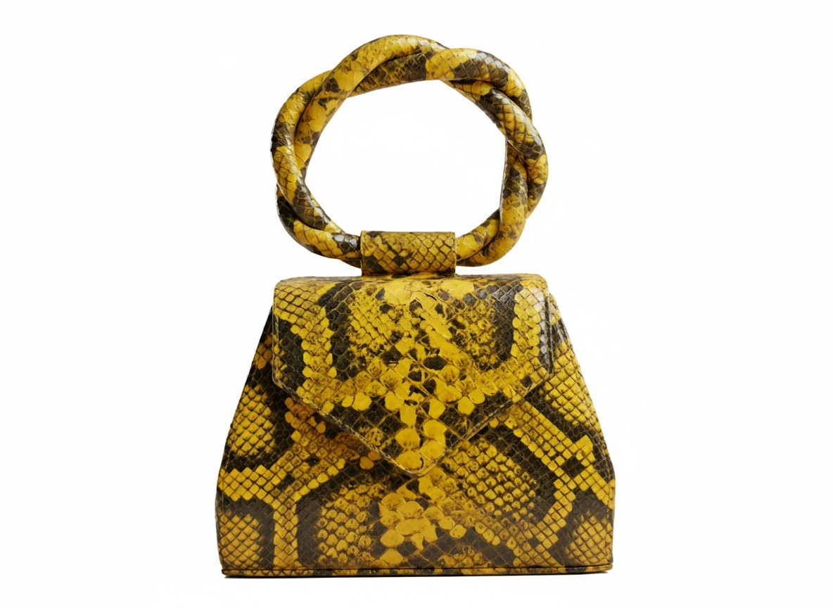 Yellow Snakeskin-Embossed Leather Sisi Eko