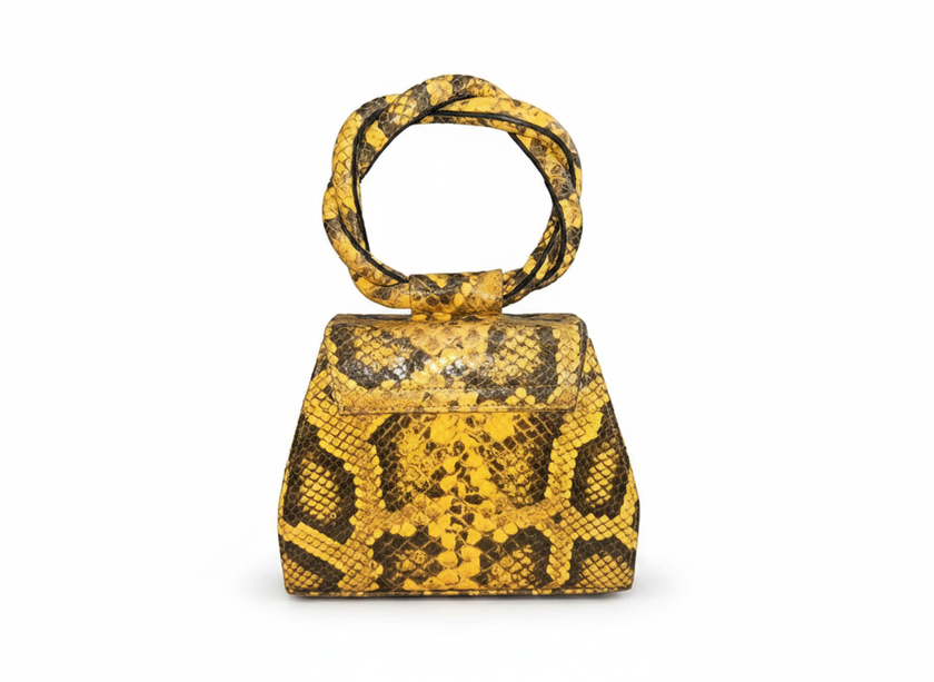 Yellow Snakeskin-Embossed Leather Sisi Eko